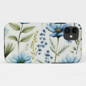 水彩ライトブルーのワイルドフラワー Case-Mate iPhoneケース (裏面(横))