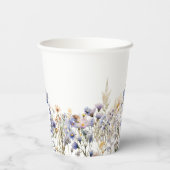 水彩ライトブルーの野生の花 ブライダルシャワー 紙コップ (裏面)