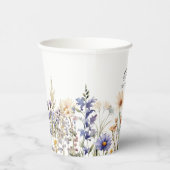 水彩ライトブルーの野生の花 ブライダルシャワー 紙コップ (右)