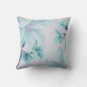 水彩ライトブルーアクアティール（緑がかった色）ベルフラワーアクセント クッション (裏面)