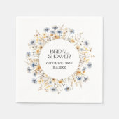 水彩ライトブルーワイルドフラワーズブライダルシャワー スタンダードカクテルナプキン (正面)