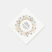 水彩ライトブルーワイルドフラワーズブライダルシャワー スタンダードカクテルナプキン (角)