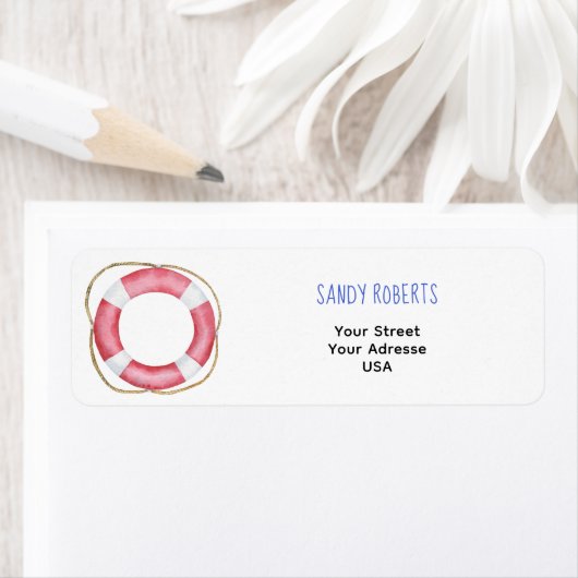 水彩ライフブイ – 差出人住所ラベル ラベル (インサイチュ)