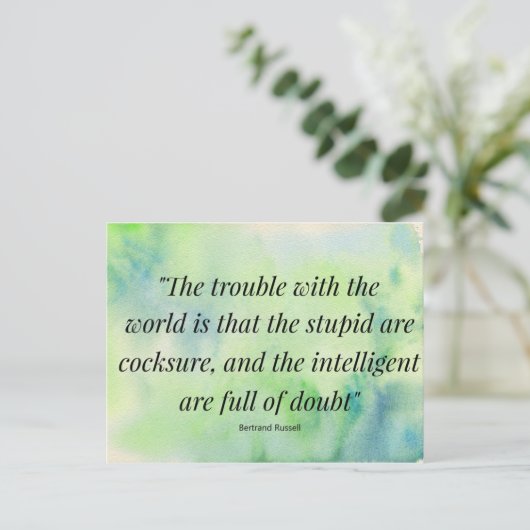 水彩ライフ引用文愚かな知性 ポストカード (スタンド正面)