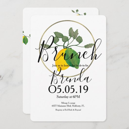 水彩ライムシトロン ライム レモン 招待状 (正面/裏面)