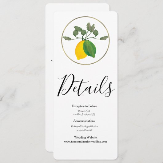 水彩ライムチッロ ライム レモン 招待状 (正面/裏面)