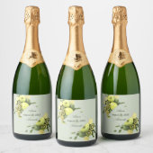 水彩ライムリンゴ&キウイ結婚ス額縁日 スパークリングワインラベル (ボトル)