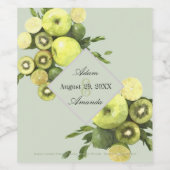 水彩ライムリンゴ&キウイ結婚ス額縁日 ワインラベル (シングルラベル)