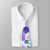 水彩ライラックとバラ ネクタイ (タイ)