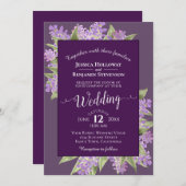 水彩ライラックスプラムパープルボホ結婚ズ 招待状 (正面/裏面)