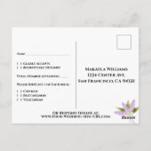 水彩ライラックブーケエレガントウェディングRSVP ポストカード (裏面)