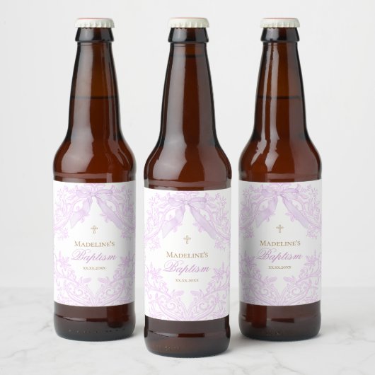 水彩ライラック紫の洗礼 ビールラベル (ボトル)