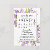 水彩ライラック&カレンダーエレガントボホ結婚ズ セーブザデート (正面/裏面)