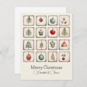 水彩ラインアートクリスマスパターン シーズンカード (正面/裏面)