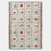 水彩ラインアートクリスマスパターン スローブランケット (正面縦)