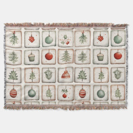 水彩ラインアートクリスマスパターン スローブランケット