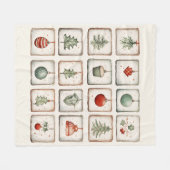 水彩ラインアートクリスマスパターン フリースブランケット (正面(横))