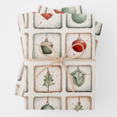 水彩ラインアートクリスマスパターン ラッピングペーパーシート (インサイチュ)