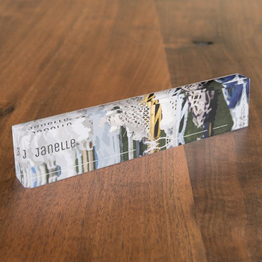 水彩ラクロス棒 デスクネームプレート (側面)