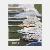 水彩ラクロス棒 フリースブランケット (正面)