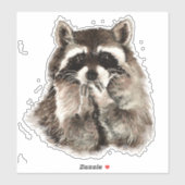 水彩ラクーンの吹キスおもしろい動物アート シール (シート)