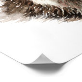 水彩ラクーンキスおもしろいラブハート ポスター (角)