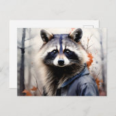 水彩ラクーン動物 ポストカード (正面/裏面)