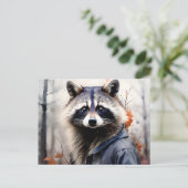 水彩ラクーン動物 ポストカード (スタンド正面)