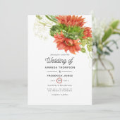 水彩ラスティックボヘミアンレッドヒマワリのウェディング 招待状 (スタンド正面)