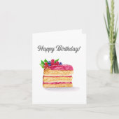 水彩ラズベリーケーキ誕生日カード カード (正面)