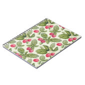 水彩ラズベリーシームレスパターンデザイン ノートブック (左側)