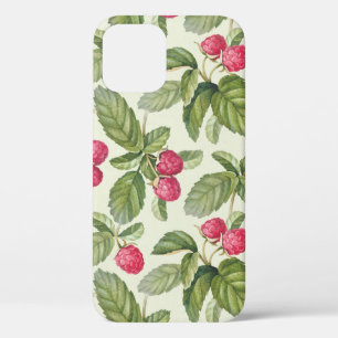 水彩ラズベリーシームレスパターンデザイン iPhone 12ケース