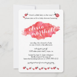水彩ラディバグガールベビーシャワー招待状 招待状