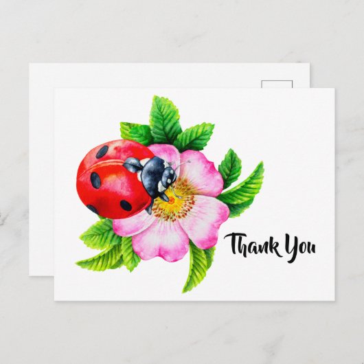 水彩ラディバグフローラありがとう ポストカード (正面/裏面)