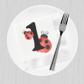 水彩ラディバグ最初の誕生日パーティナプキンス 縁ありカクテルナプキン