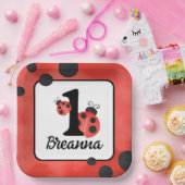 水彩ラディバグ誕生日スクエアパーティー ペーパープレート (パーティー)