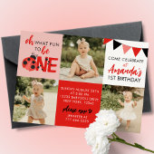 水彩ラディバグ3写真誕生日招待状 招待状