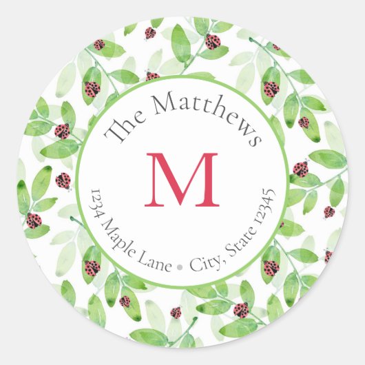 水彩ラディバグ&パタ葉ーンラベル ラウンドシール (正面)