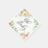 水彩ラヌンキュラス花春赤ちゃんシャワー スタンダードカクテルナプキン (角)