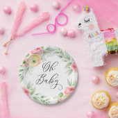 水彩ラヌンキュラス花春赤ちゃんシャワー ペーパープレート (パーティー)