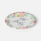 水彩ラヌンキュラス花春赤ちゃんシャワー ペーパープレート (アングル)