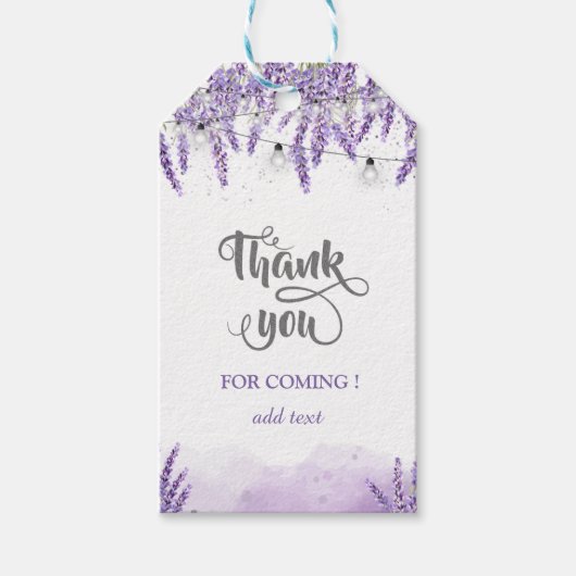 水彩ラバンダーのストリングライト ギフトタグ (正面)