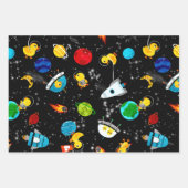 水彩ラバーアヒル宇宙飛行士キッズアウタースペース ラッピングペーパーシート (正面3)