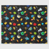 水彩ラバーアヒル宇宙飛行士キッズアウタースペース ラッピングペーパー (フラット)