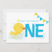 水彩ラバーダック両面誕生日 招待状 (正面)