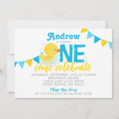 水彩ラバーダック両面誕生日 招待状 (裏面)