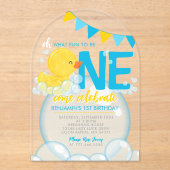 水彩ラバーダック1st誕生日ユニーク アクリル招待状 (正面)