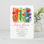 水彩ラブイン開花ワイルドフラワーブライダルシャワー シーズンカード (スタンド正面)