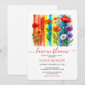 水彩ラブイン開花ワイルドフラワーブライダルシャワー シーズンカード (正面/裏面)