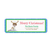 水彩ラブラドールクリスマスライト〔雄ジカの〕枝角ラ ラベル (正面)